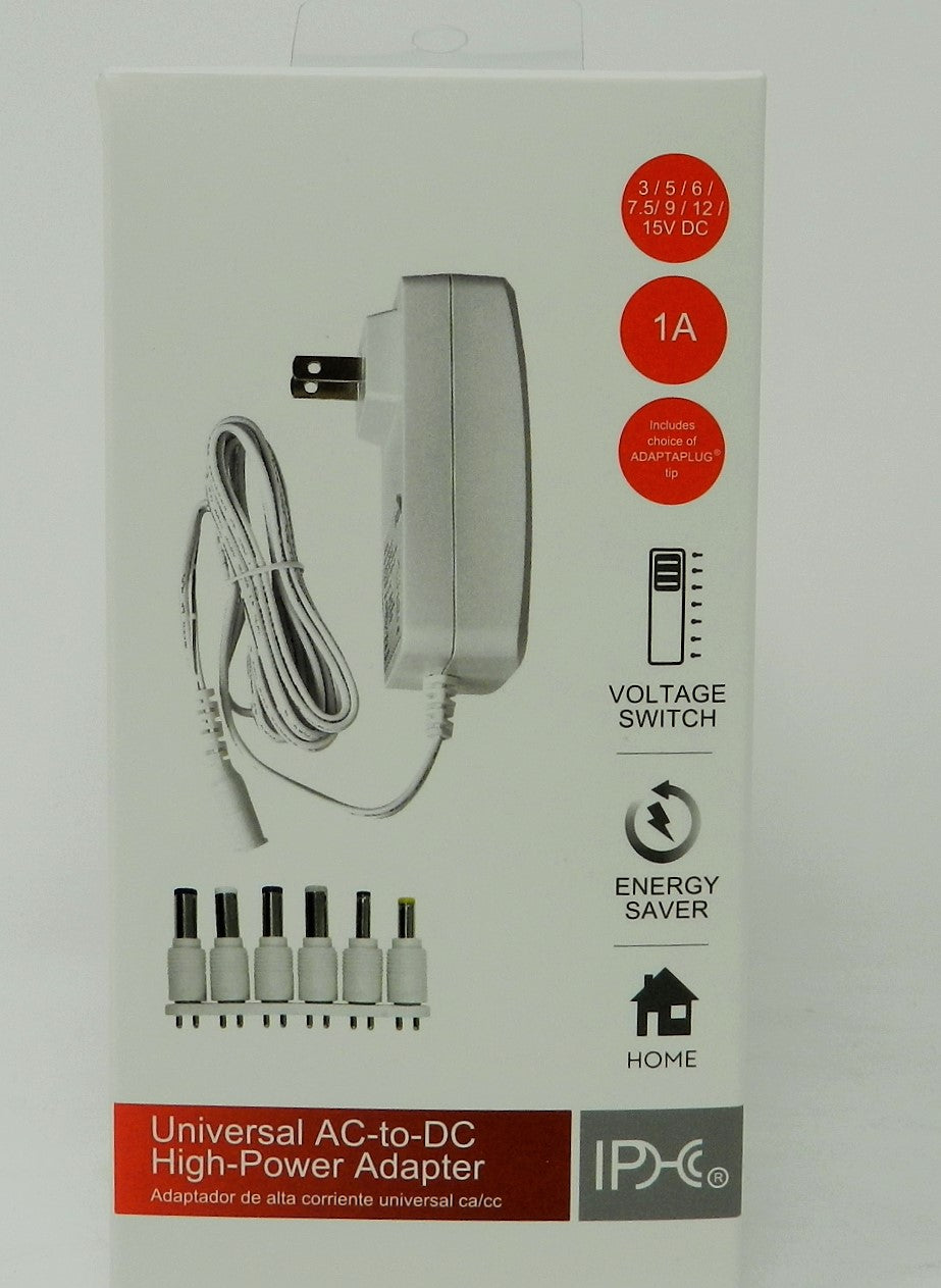 Universal adjustable power supply 1000mA , six interchangeable DC plugs