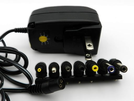 DC Universal Power Adapter Multi Voltage Output: 3.0V DC-12V DC @ 600 mA; 7-plugs - AC-DC PowerShack