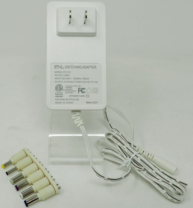 AC-DC Universal Selectable Power Adapter Multi Voltage Output: 3VDC-15VDC @ 1000mA; Part # PHC-1000K - 2731121