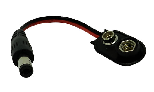DC Barrel Plug Adapter to 9V Battery Clips from 2.1 x 5.5mm - AC-DC PowerShack