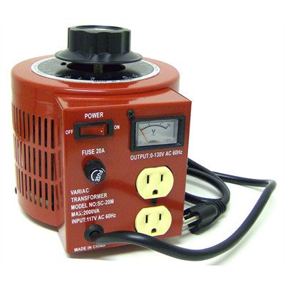 Variable Transformer 20 Amp (2000 Watts); 0~130VAC Output; Part # SC-20M - AC-DC PowerShack