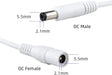 12ft 2.1mm x 5.5mm DC Power Extension Cable, 20 AWG, WHITE - AC-DC PowerShack