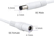 20ft 2.1mm x 5.5mm DC Power Extension Cable, 20 AWG WHITE - AC-DC PowerShack