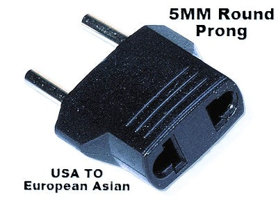 Plug Adapter Power Converter (2pcs), Travel from USA to EU-Europe Plug; Part# CP-5MM - AC-DC PowerShack