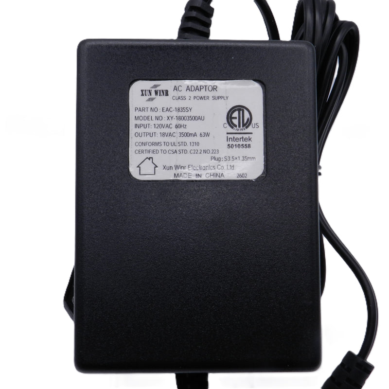 18V AC-AC power adapter for JBL Creature II, 3500mA, 1.35mm x 3.5mm plug, replacement power supply by PHC Enterprise