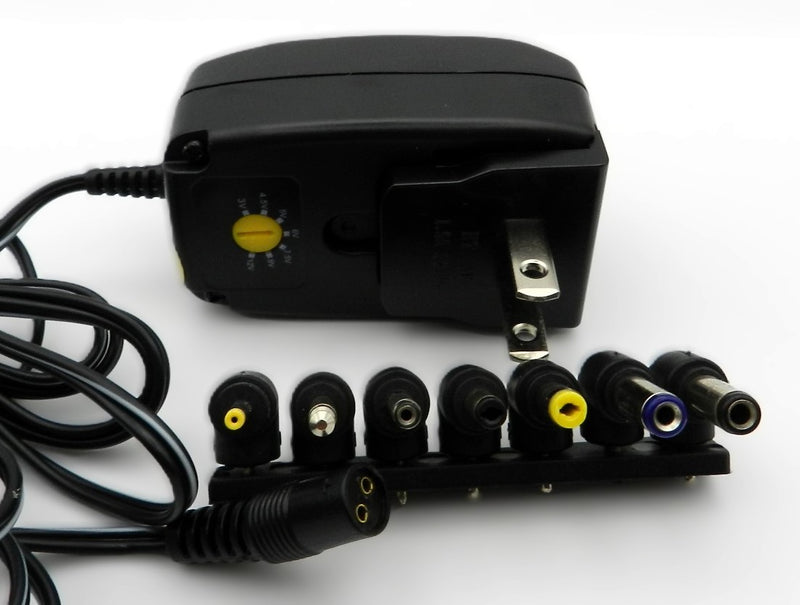 DC Universal Power Adapter Multi Voltage Output: 3.0V DC-12V DC @ 600 mA; 7-plugs - AC-DC PowerShack