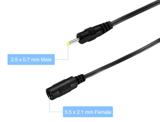DC Barrel Plug Adapter to 0.7 x 2.5mm plug from 2.1 x 5.5mm - AC-DC PowerShack