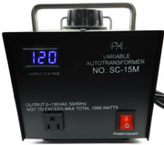 Variable Transformer 15 Amp (1500 Watts); 0~130VAC Output & LCD Volt Meter - AC-DC PowerShack