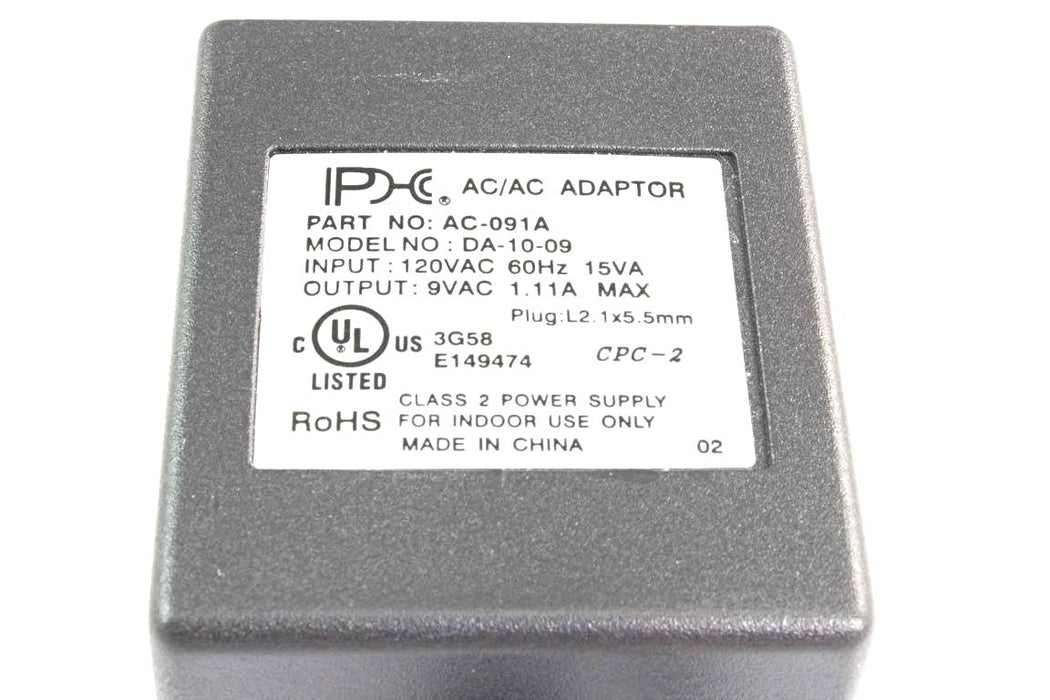 AC-AC Power Supply 9VAC @ 1100mA; 2.1 x 5.5mm; Part # AC-091A - AC-DC PowerShack
