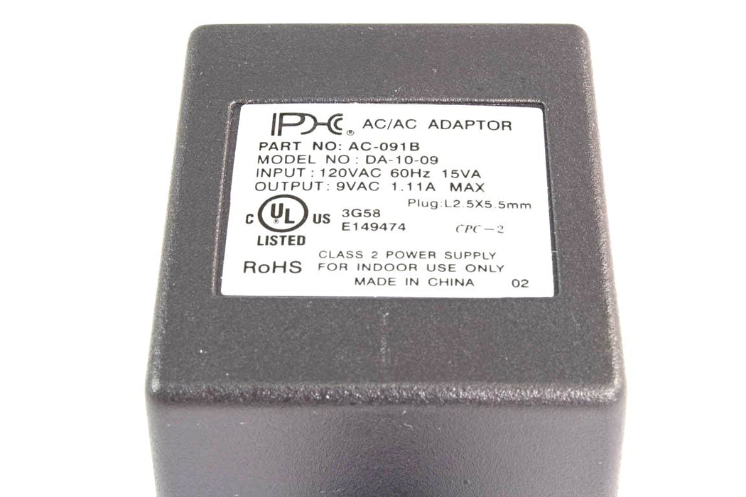 AC-AC Power Supply 9VAC @ 1100mA; 2.5 x 5.5mm; Part # AC-091B - AC-DC PowerShack
