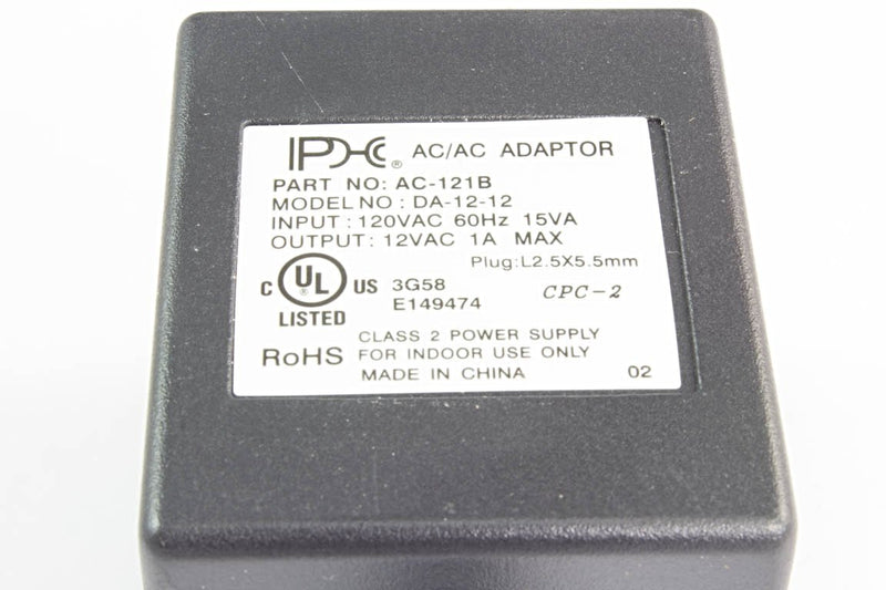AC-AC Power Supply 12VAC @ 1000mA; 2.5 x 5.5mm; Part # AC-121B - AC-DC PowerShack