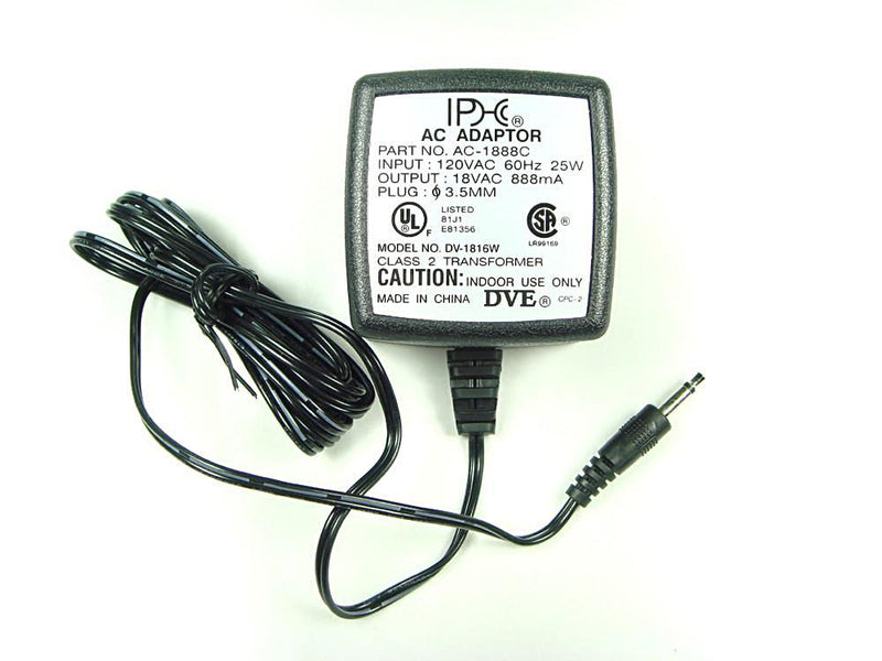 AC-AC Power Supply 18VAC @ 888mA; 3.5mm mono plug; Part # AC-1888C - AC-DC PowerShack