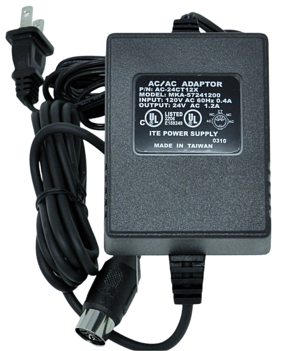 AC-AC Power Supply 24V AC @ 1250mA; DIN-6 Plug for VeriFone Tranz 420 ...