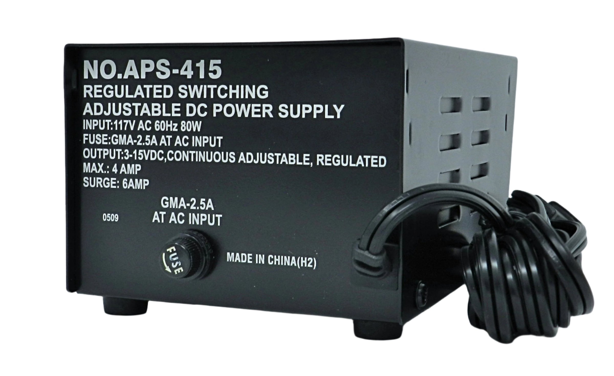 Adjustable DC Regulated Switching Power Supply (Black) 3-15VDC 4A | APS ...
