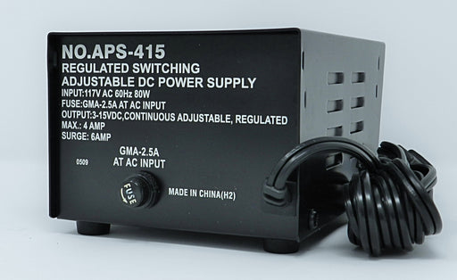 Adjustable 3~15VDC @ 4A DC Regulated Switching Power Supply (BLACK); Part # APS-415 - AC-DC PowerShack