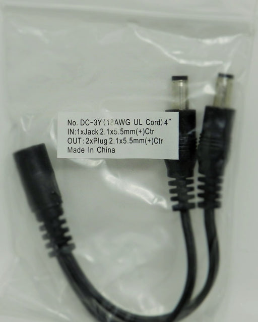 DC Power 2 Male Plug To 1 Female Jack Cable Splitter @ 2.1 x 5.5mm - AC-DC PowerShack