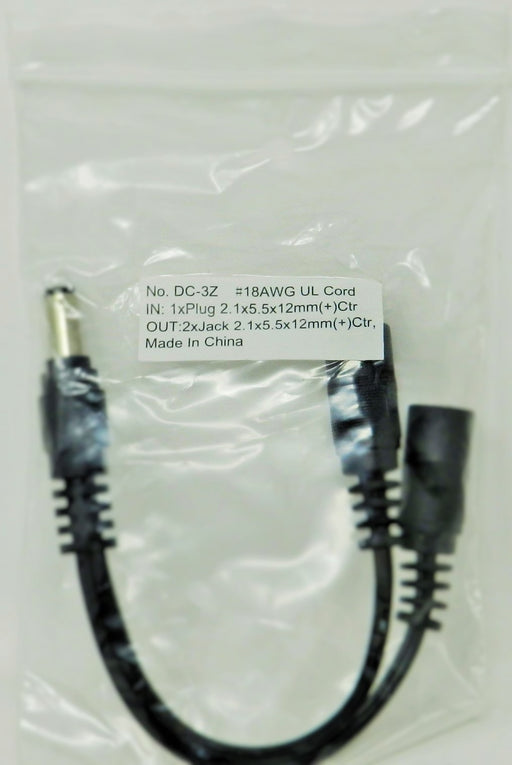 DC Power 1 Male Plug To 2 Female Jack Cable Splitter @ 2.1 x 5.5mm - AC-DC PowerShack