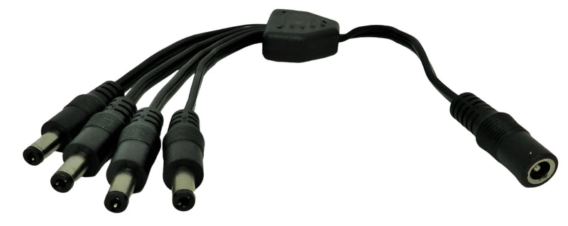 DC Female Jack to Male 4 x Plug @ 2.1 x 5.5mm - AC-DC PowerShack