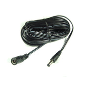 25ft black DC power extension cable with 2.1mm x 5.5mm connectors, 20 AWG, suitable for electronics and power devices.