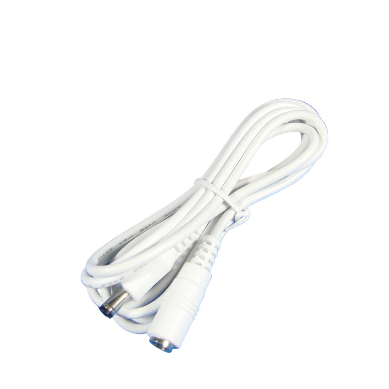 HDCQ6W 6ft 2.1mm x 5.5mm DC Plug Extension Cable, 20 AWG, WHITE - AC-DC PowerShack