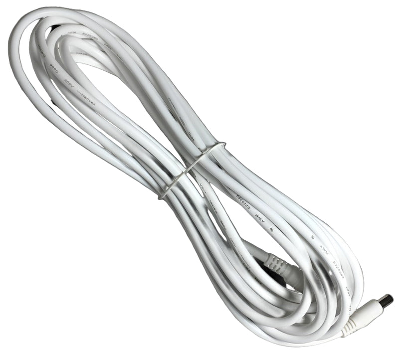 HDCX20W 20ft 2.1mm x 5.5mm DC Plug Extension Cable, 18 AWG, WHITE - AC-DC PowerShack