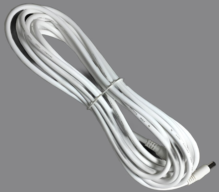 HDCX20W 20ft 2.1mm x 5.5mm DC Plug Extension Cable, 18 AWG, WHITE - AC-DC PowerShack