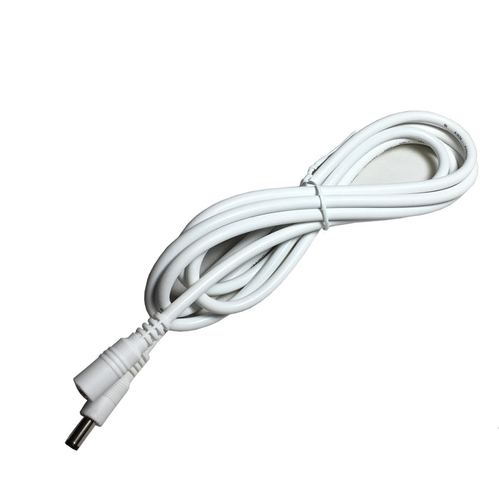 HDCX6W 6ft 2.1mm x 5.5mm DC Plug Extension Cable, 18 AWG, WHITE - AC-DC PowerShack