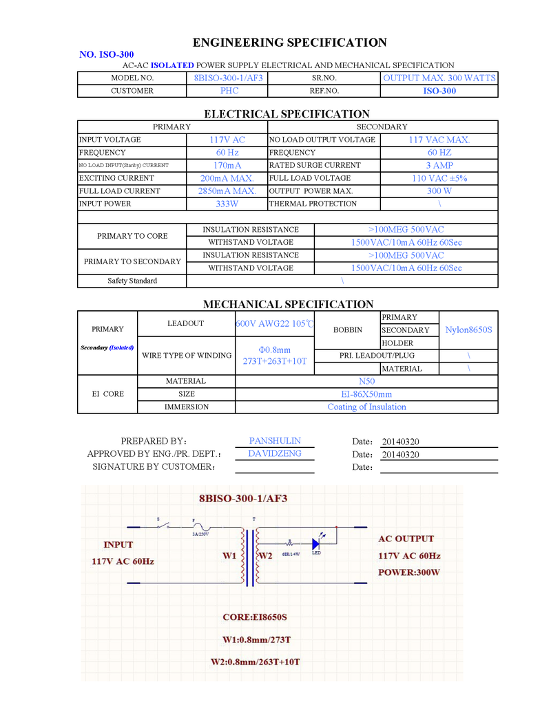 300VA Isolation Transformer, 120VAC to 120VAC - AC-DC PowerShack