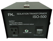 Isolation Transformer, 120VAC Input Voltage; 117 to 124VAC Output Voltage @ 500 watts max; Part # ISO-500 - AC-DC PowerShack