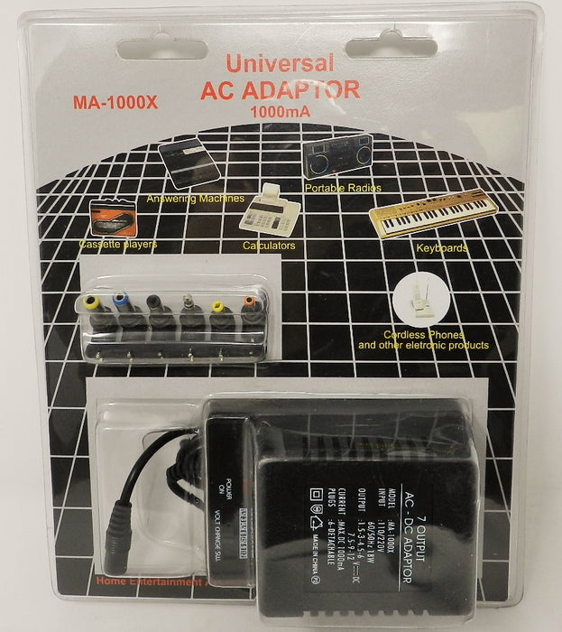 AC-DC Universal Power Adapter Multi Voltage Output: 3.0VDC-12VDC @ 1000mA; Part # MA-1000X - AC-DC PowerShack