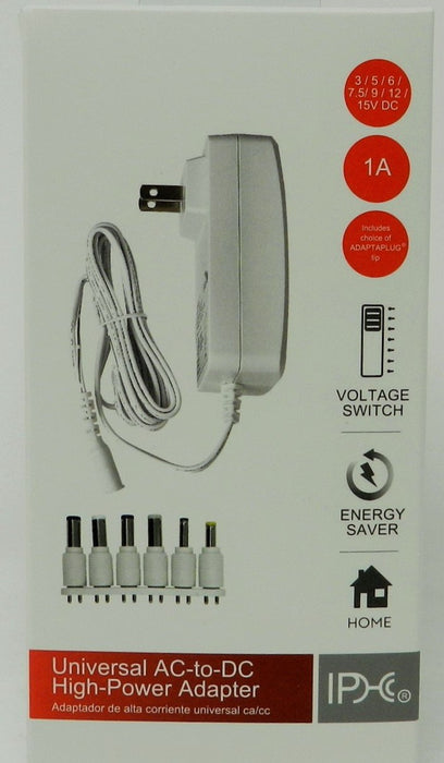 AC-DC Universal Selectable Power Adapter Multi Voltage Output: 3VDC-15VDC @ 1000mA; Part # PHC-1000K - 2731121