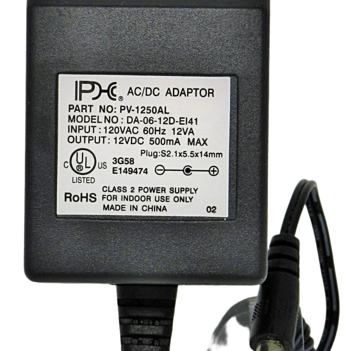 AC-DC Linear Power Supply 12V DC @ 500mA; 2.1 x 5.5mm (+) center ...