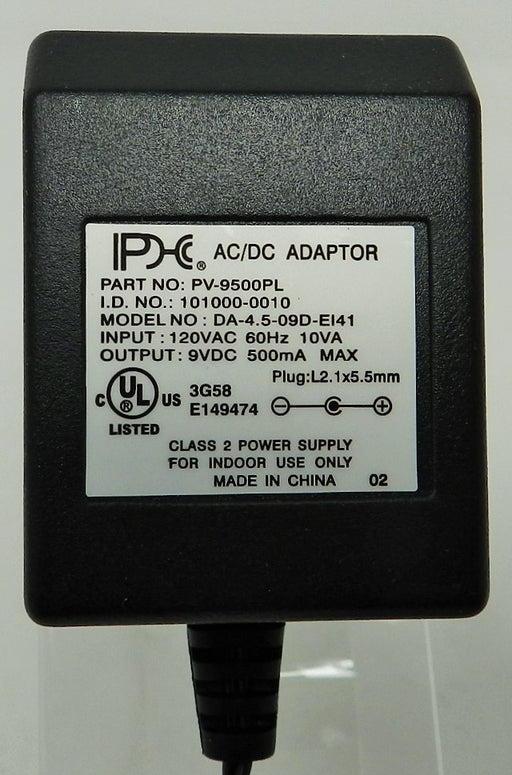 AC-DC Linear Power Supply 9VDC @ 500mA; 2.1 x 5.5mm (+) center polarity; Part # PV-9500PL - AC-DC PowerShack