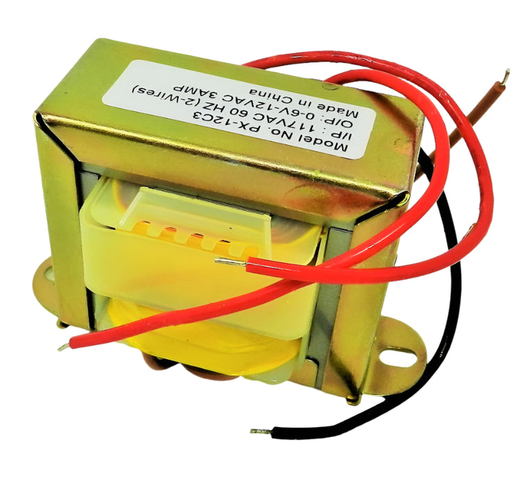 12VCT 12V, 6V Transformer 6V-0-6V CT @ 3A 110VAC to 12VAC 6VAC;  Part #: PX-12C3 - AC-DC PowerShack