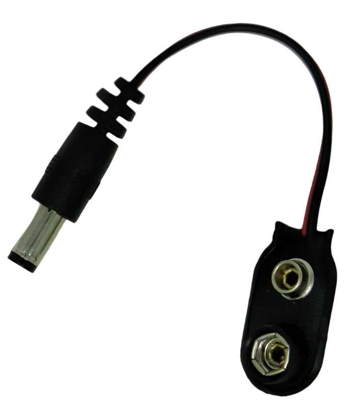 DC Barrel Plug Adapter to 9V Battery Clips from 2.1 x 5.5mm - AC-DC PowerShack