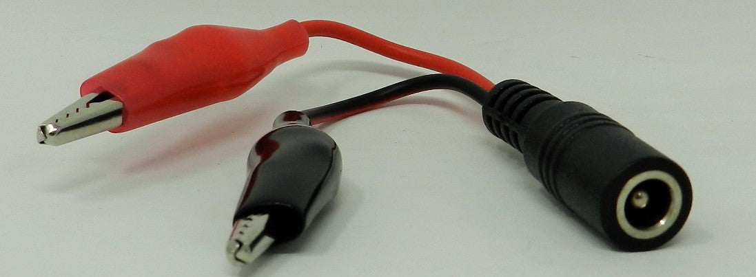 DC Barrel Plug Adapter to Alligator Clips from 2.1 x 5.5mm - AC-DC PowerShack