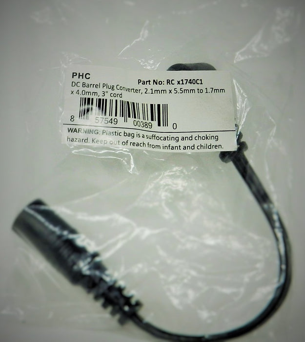 DC Barrel Plug Adapter to 1.7 x 4.0mm plug from 2.1 x 5.5mm - AC-DC PowerShack