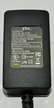 AC-DC Switching Regulated Power Supply 12VDC @ 1250mA; 2.5 x 5.5mm (+) center polarity; Part # SW-1212BT - AC-DC PowerShack
