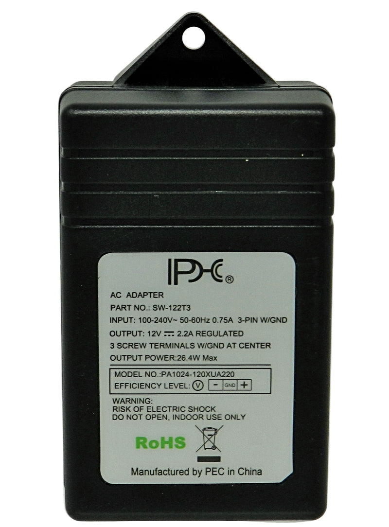 AC-DC Switching Regulated Power Supply 12VDC @ 2200mA; Screw Terminals x 3; Part # SW-122T3 - AC-DC PowerShack