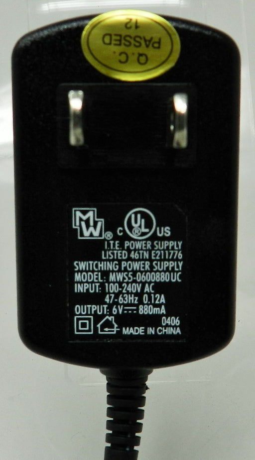 AC-DC Switching Regulated Power Supply 6VDC @ 880mA; 2.1 x 5.5mm (+) center polarity; Part # SW-608A - AC-DC PowerShack