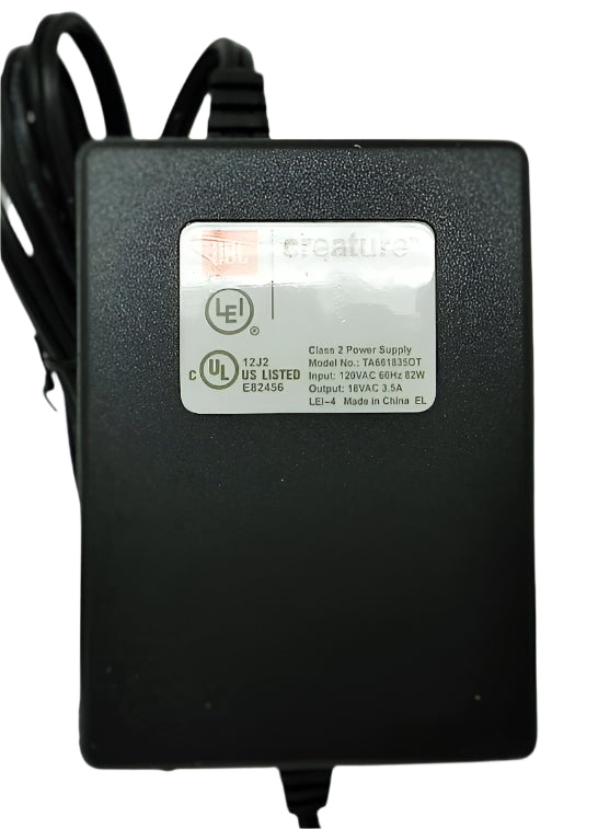 AC-AC Power Supply 18VAC @ 3500mA; DC plug 1.35 x 3.5mm; Part #: TA6618350T - AC-DC PowerShack