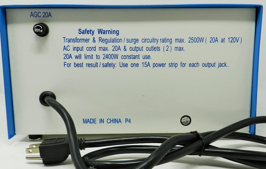 AC Auto Voltage Regulator Transformer 2500 Watts; 120VAC Output; Part # VR-2500 - AC-DC PowerShack